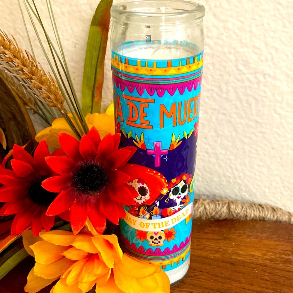 NEW Dia De Muertos Tall Decorative Glass Votive Candle